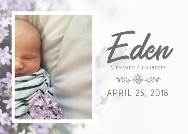 Eden Alexandria Doubroff - Memorial Card